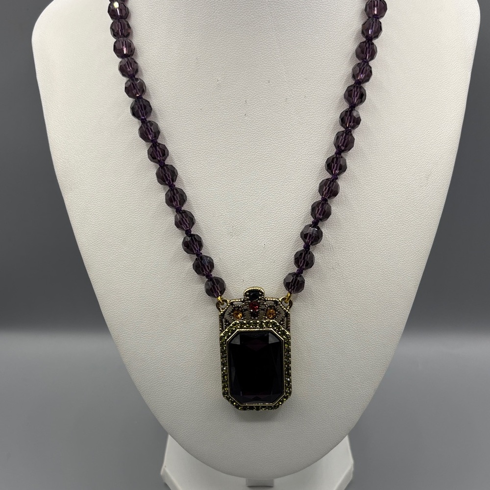 Heidi Daus Faux Amethyst with Swarovski Crystals Pendant Necklace JP431